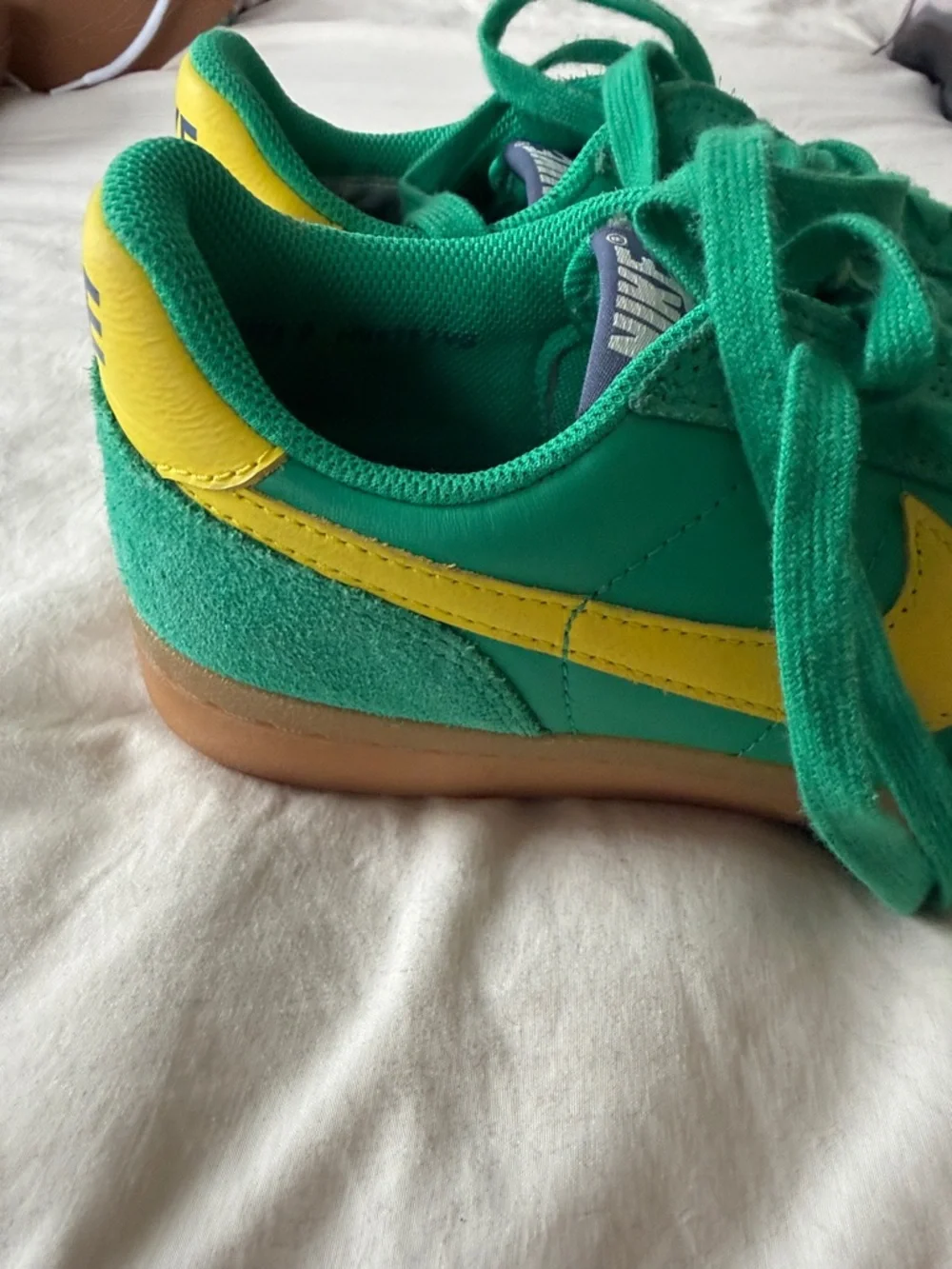 Nike Women’s Green Sneakers with Yellow Swoosh - Picture 3 of 7